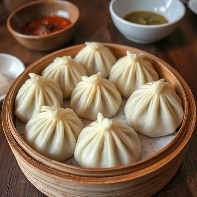 Steaming Xiao Long Bao dumplings