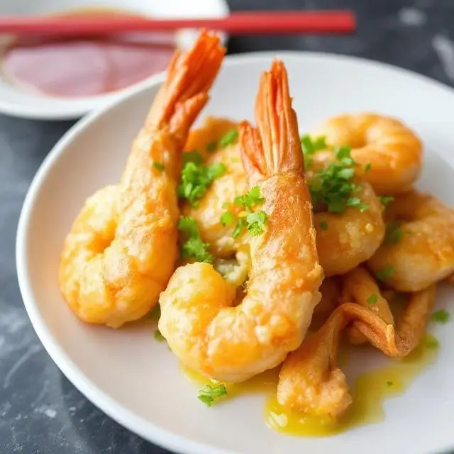 Golden fried prawns with salted egg yolk
